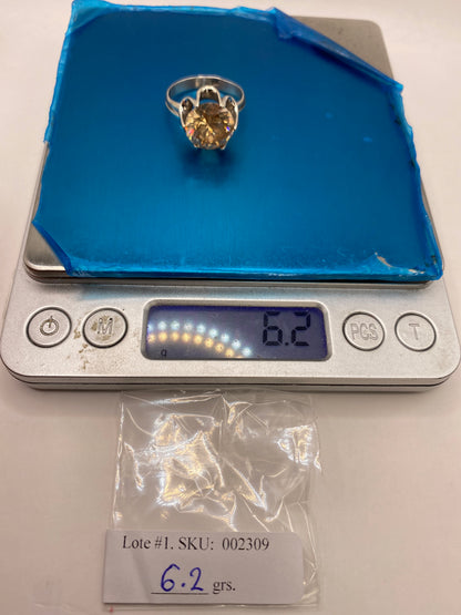 Anillo de Plata Solitario Circonia Champagne — Coctel Elegante — foto 6
