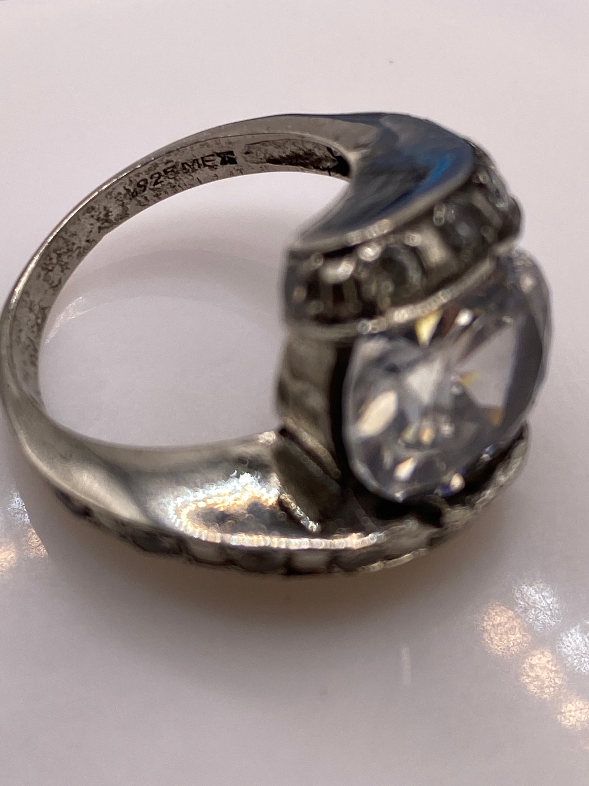 Anillo de Plata Vintage con Circonia Blanca — Coctel Elegante — foto 5