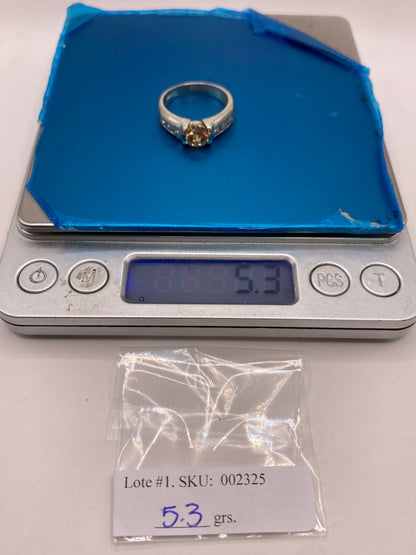 Anillo Solitario de Plata .925 con Circonia Champagne — foto 6