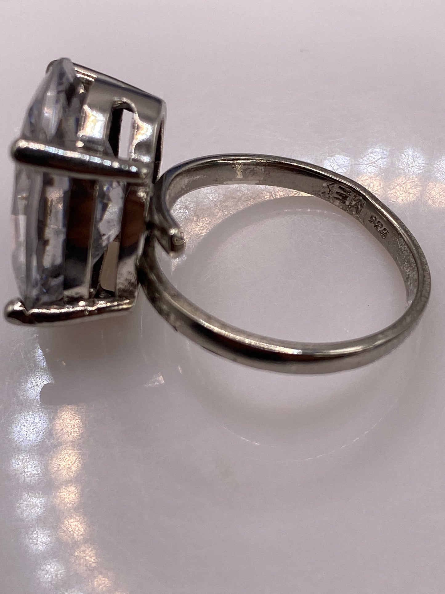 Anillo Solitario de Plata con Circonia Ovalada — Ajustable — foto 5