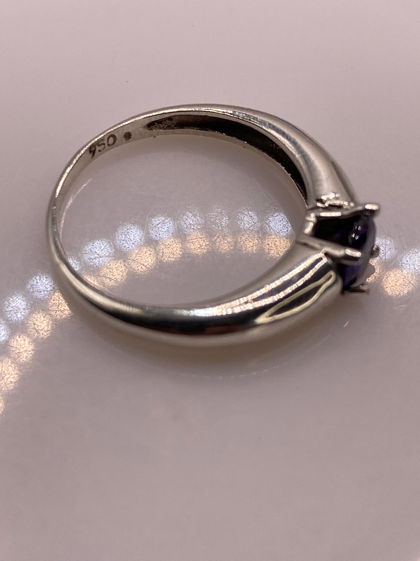 Anillo de Plata .950 con Circonia Azul — Solitario Minimalista — foto 5