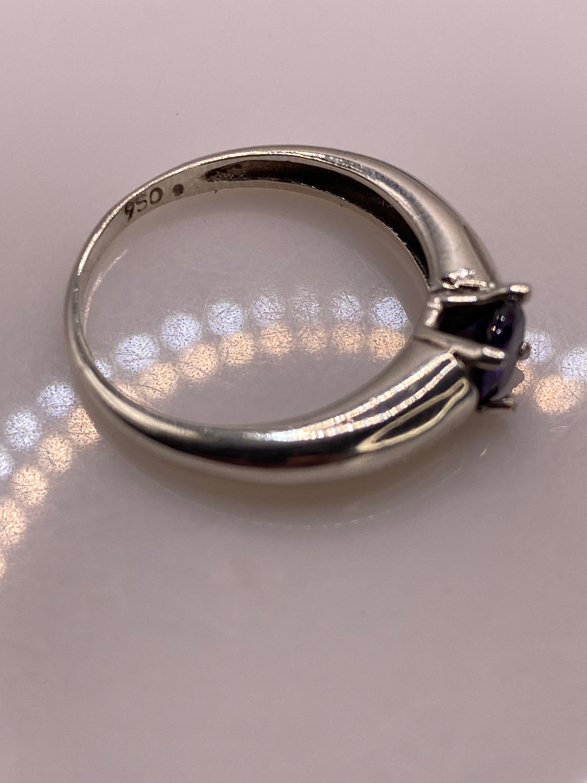 Anillo de Plata .950 con Circonia Azul — Solitario Minimalista — foto 5