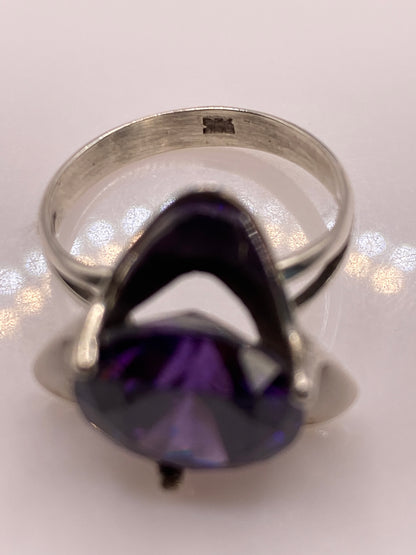 Anillo de Plata Solitario con Circonia Púrpura — Coctel Brillante — foto 5