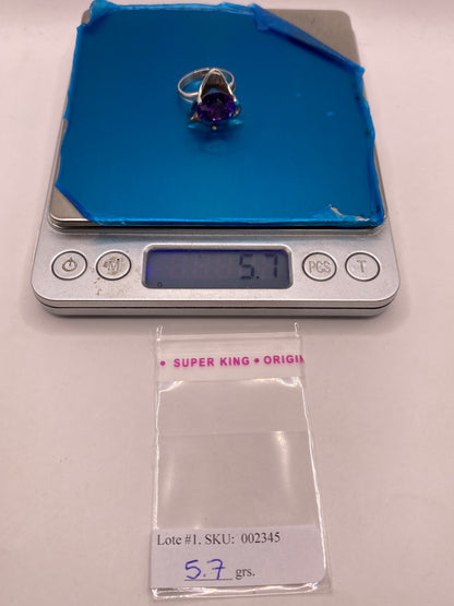 Anillo de Plata Solitario con Circonia Púrpura — Coctel Brillante — foto 6
