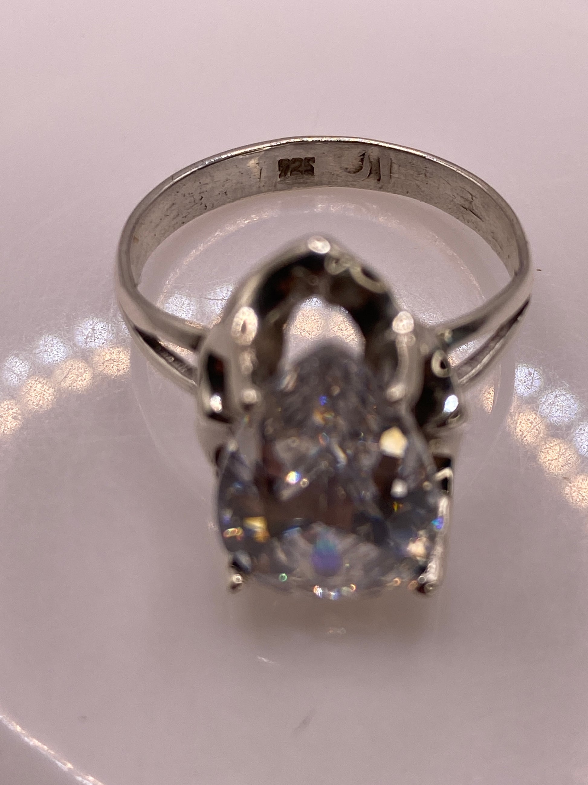 Anillo de Plata Solitario Gota Circonia Blanca — Clásico Elegante — foto 5