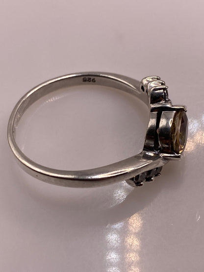 Anillo de Plata Solitario con Circonia Ámbar — Coctel Elegante — foto 5