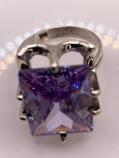 Anillo de Plata Solitario Circonia Púrpura — Coctel Elegante — foto 5