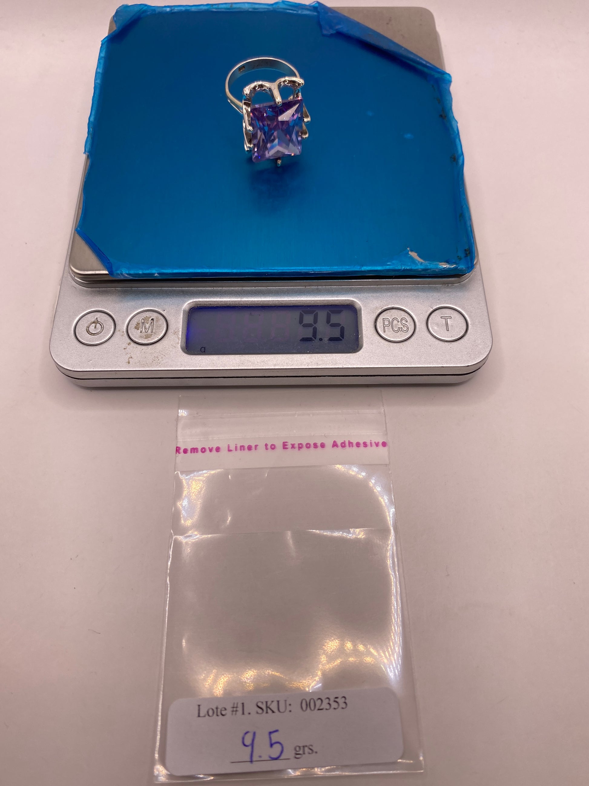 Anillo de Plata Solitario Circonia Púrpura — Coctel Elegante — foto 6