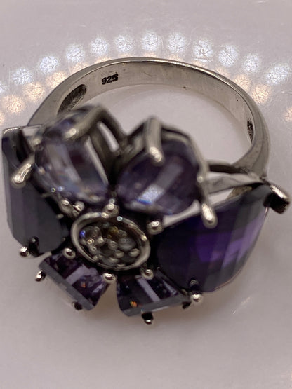 Anillo de Plata Coctel Flor con Circonias Azules y Onix — foto 5