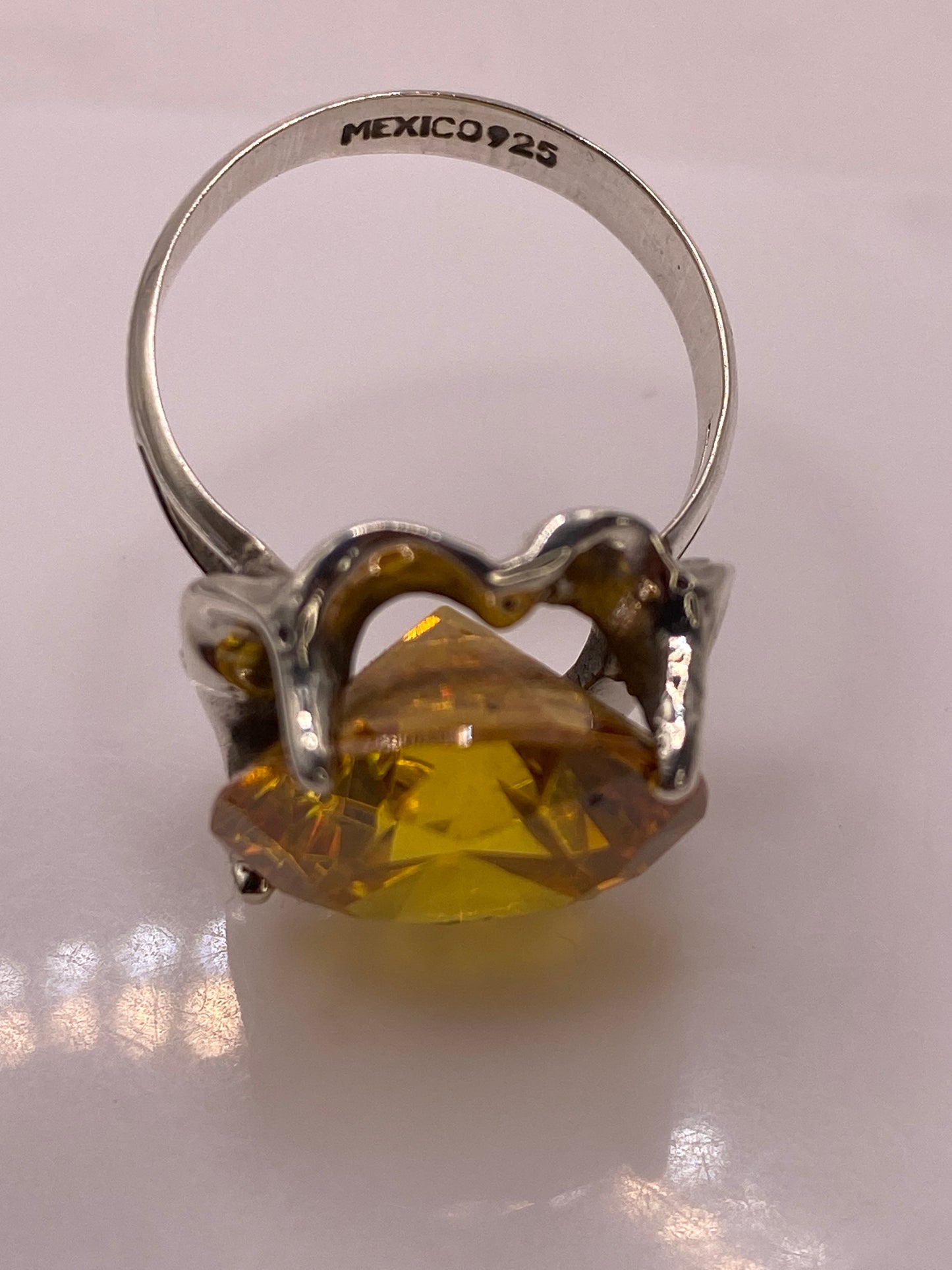 Anillo de Plata Solitario Circonia Amarilla — Coctel Brillante — foto 5