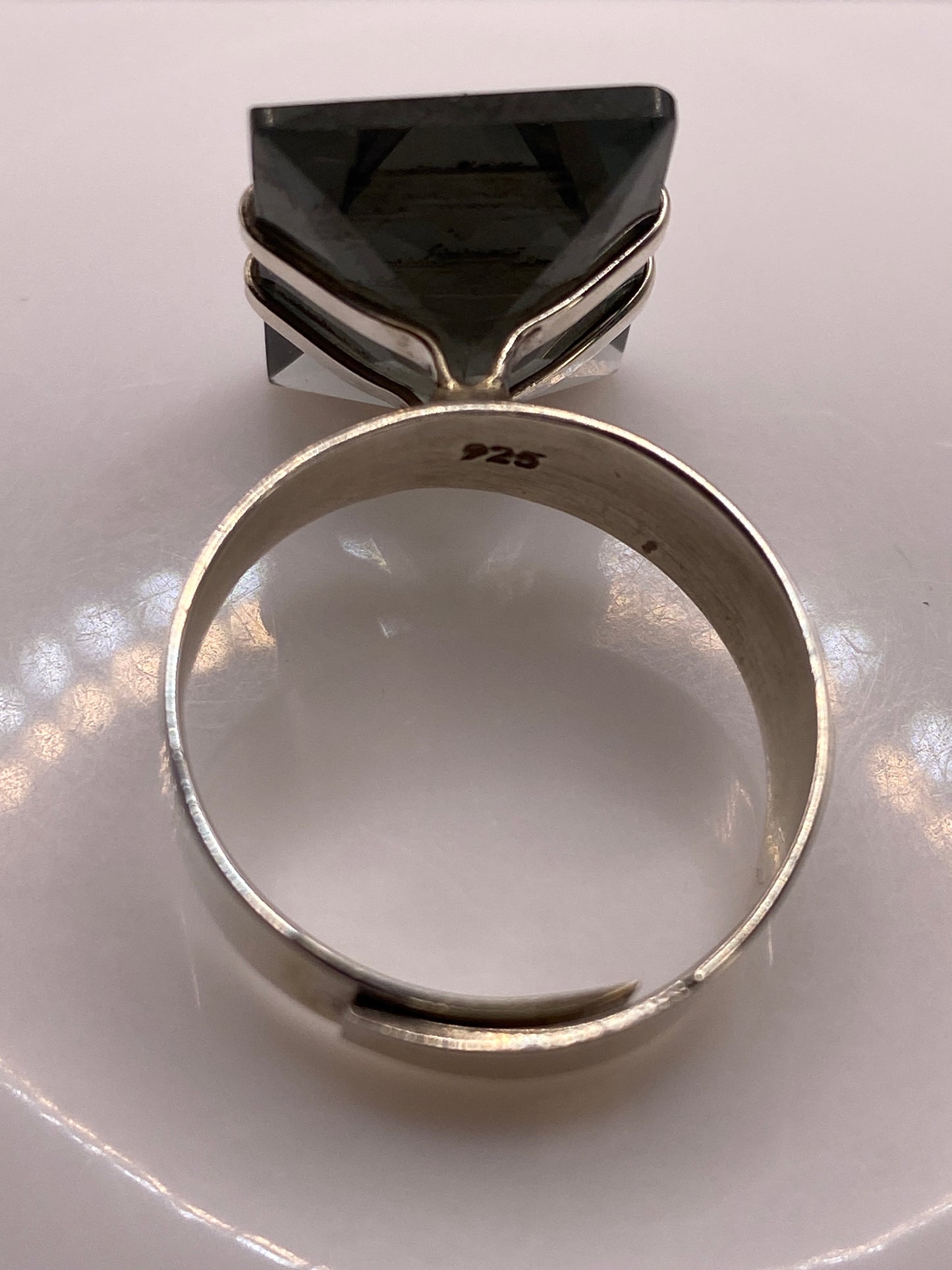 Anillo de Plata Circonia Ahumada Ajustable — Minimalista — foto 5