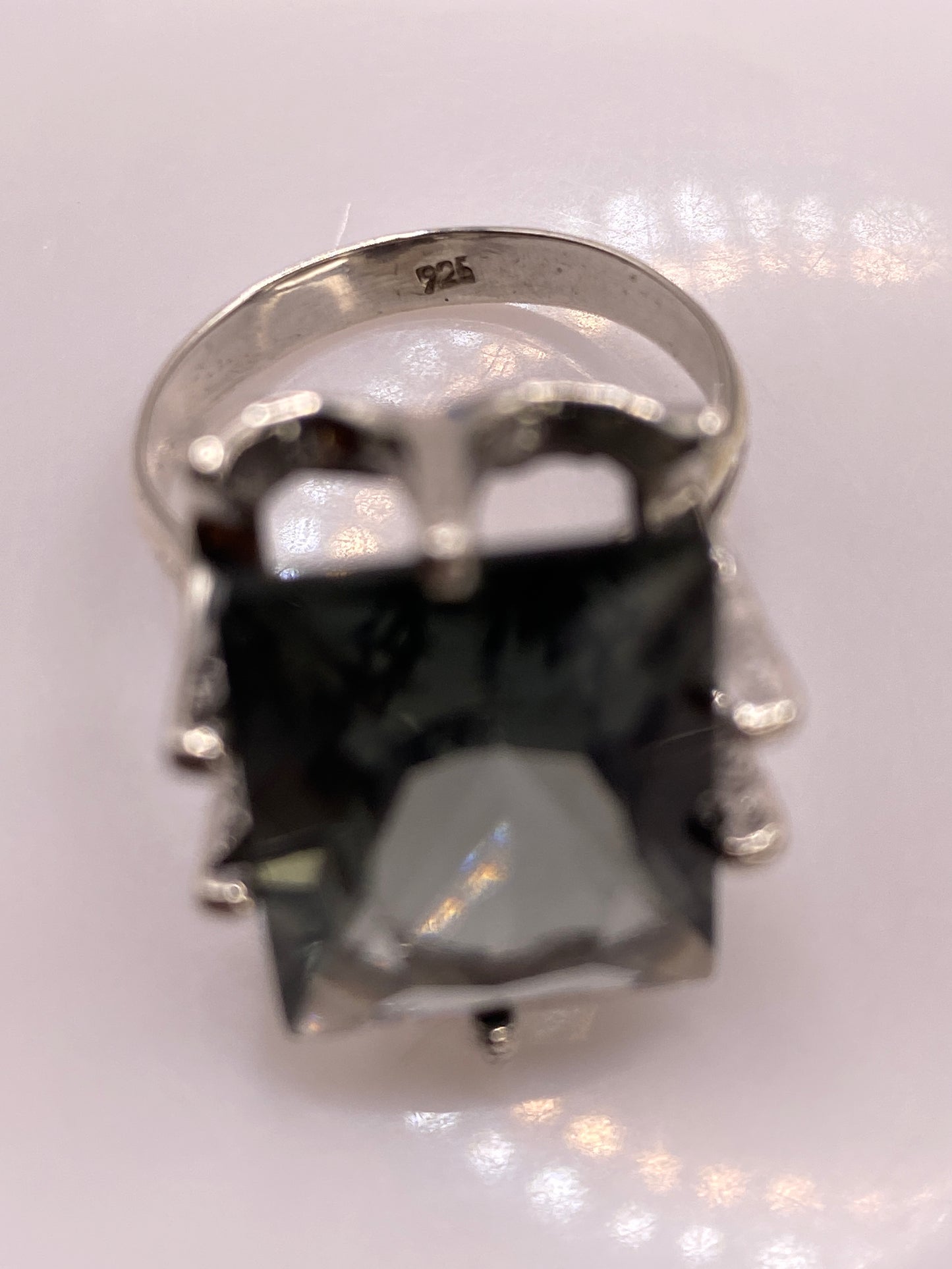 Anillo de Plata Solitario con Circonia Ahumada — Coctel Elegante — foto 5