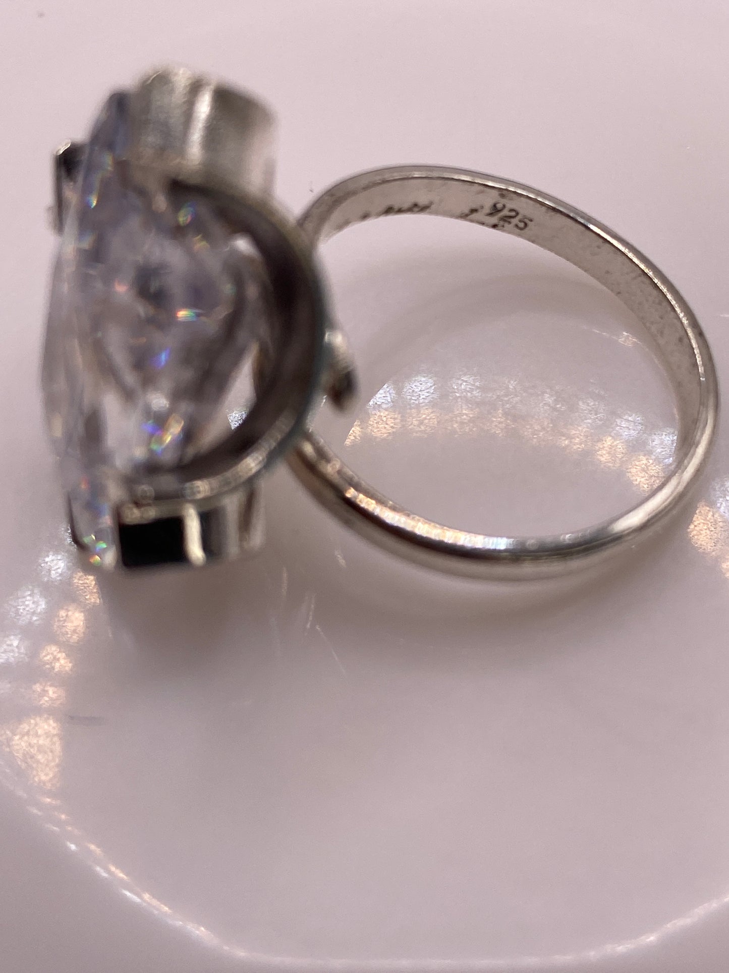 Anillo de Plata Solitario Gran Circonia Cristalina Ajustable — foto 5