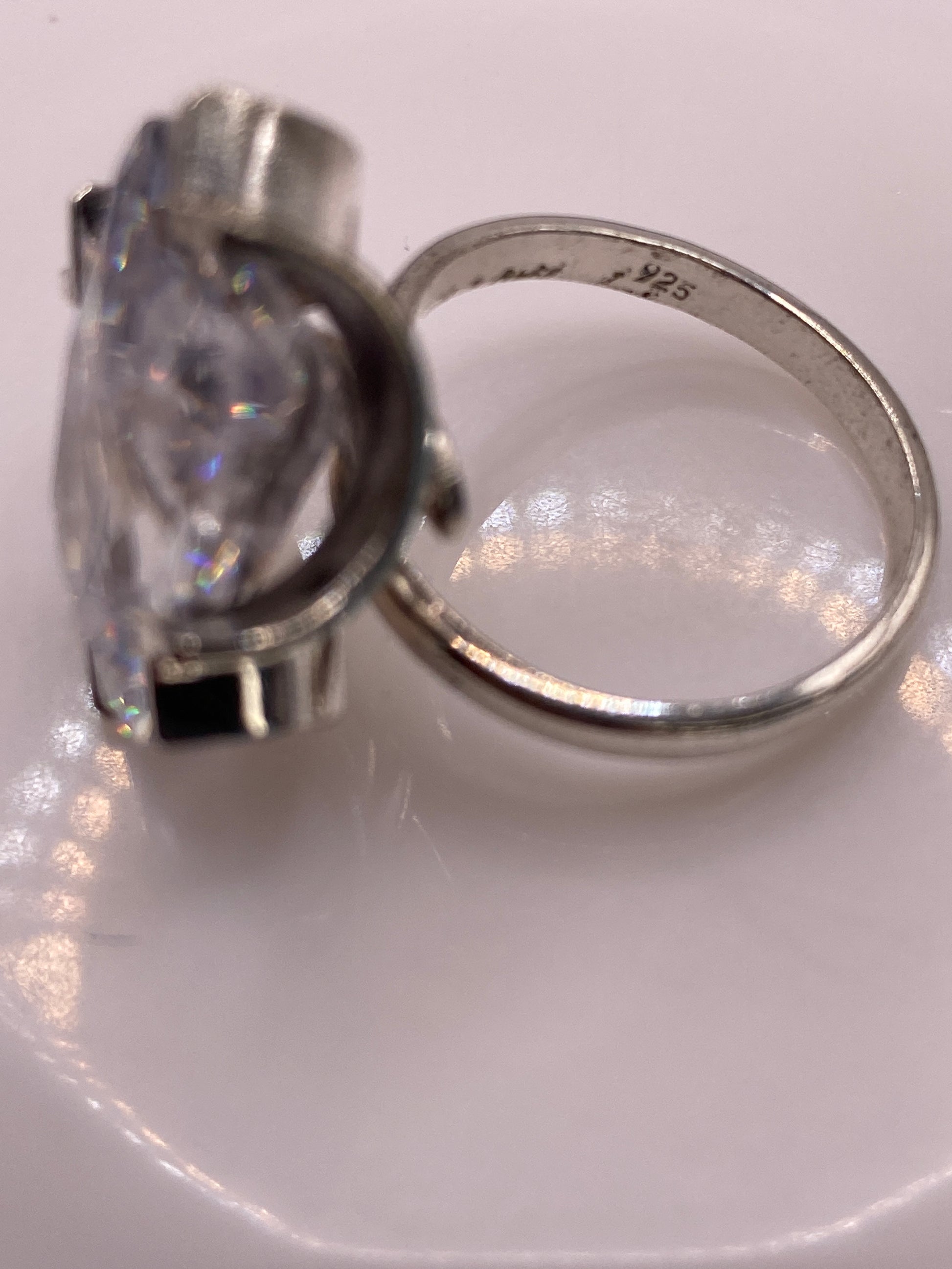 Anillo de Plata Solitario Gran Circonia Cristalina Ajustable — foto 5