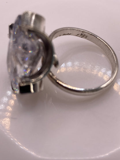 Anillo de Plata Solitario Gran Circonia Cristalina Ajustable — foto 5