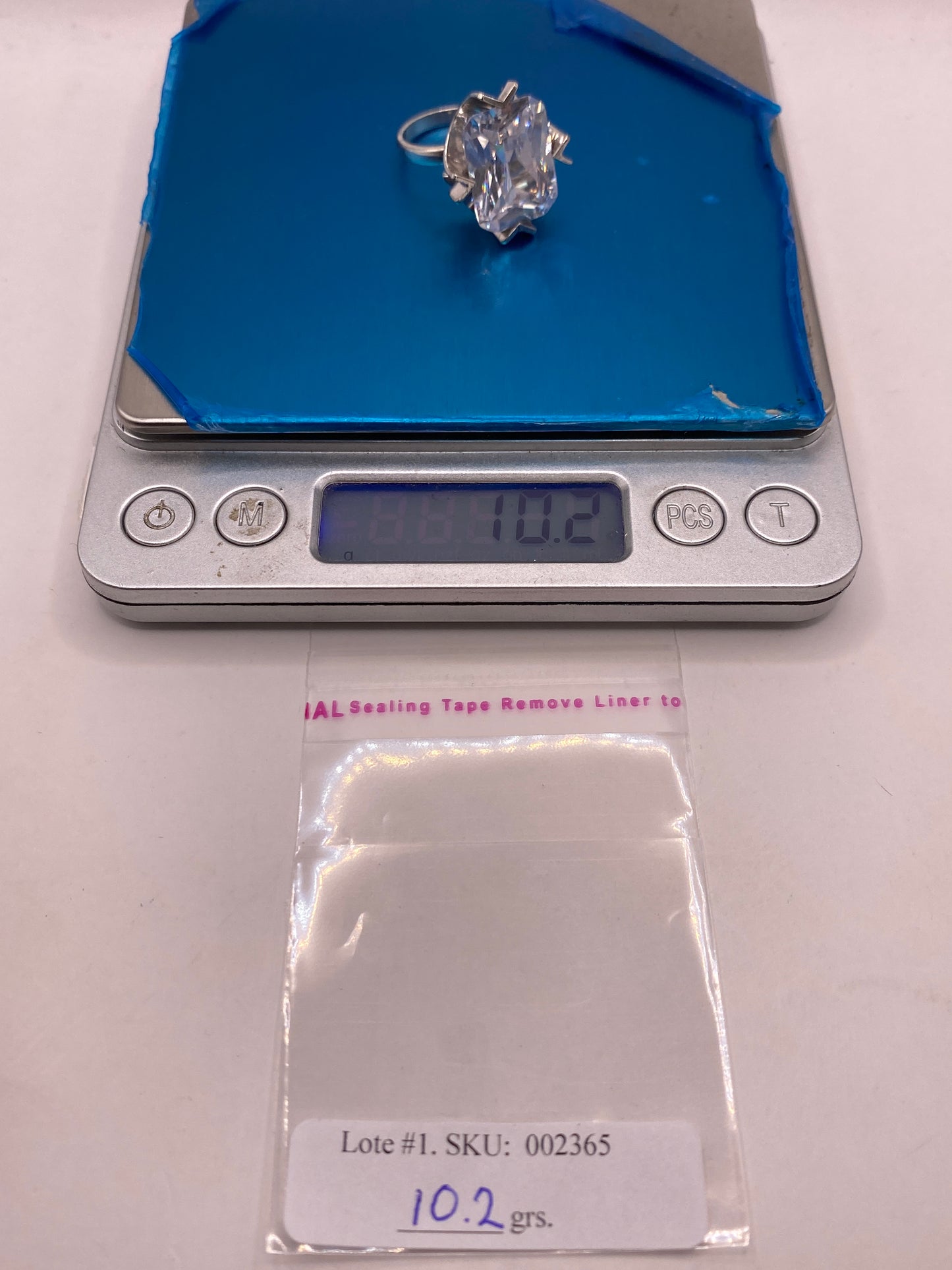 Anillo de Plata Solitario Gran Circonia Cristalina Ajustable — foto 6