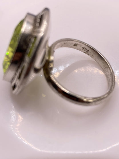 Anillo de Plata Solitario con Circonia Verde Limón — Ajustable — foto 5