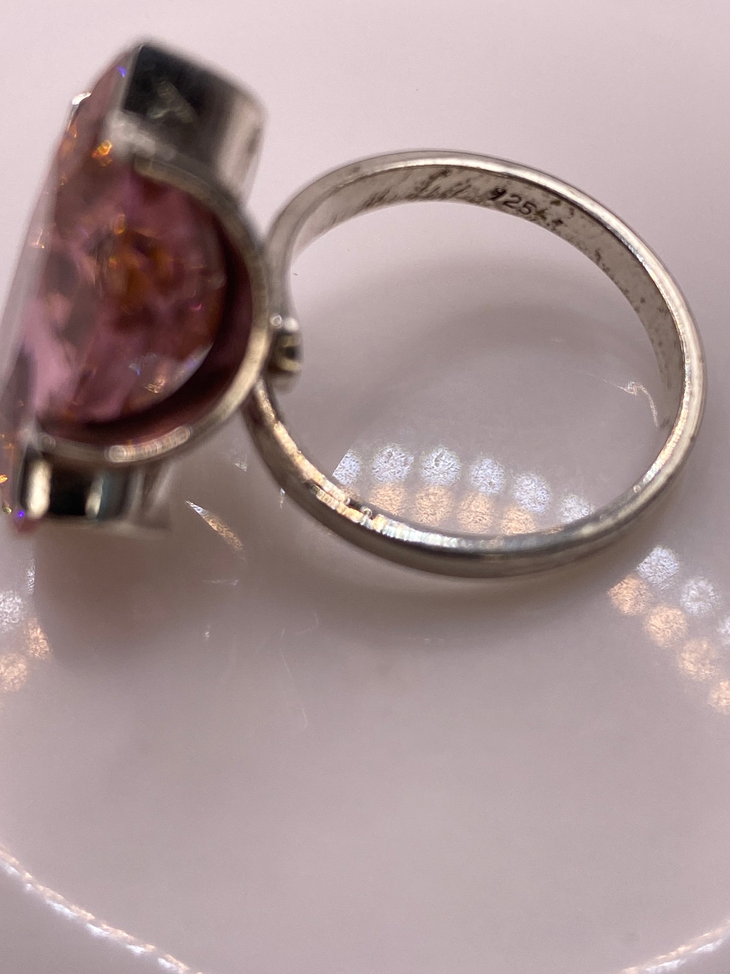 Anillo de Plata Solitario con Circonia Rosa — Ajustable Taxco — foto 5