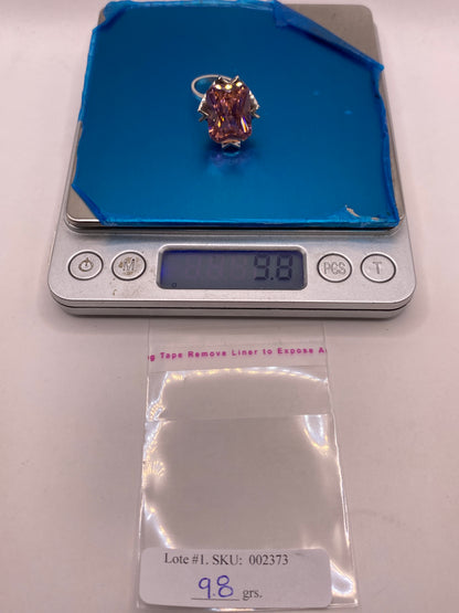 Anillo de Plata Solitario con Circonia Rosa — Ajustable Taxco — foto 6