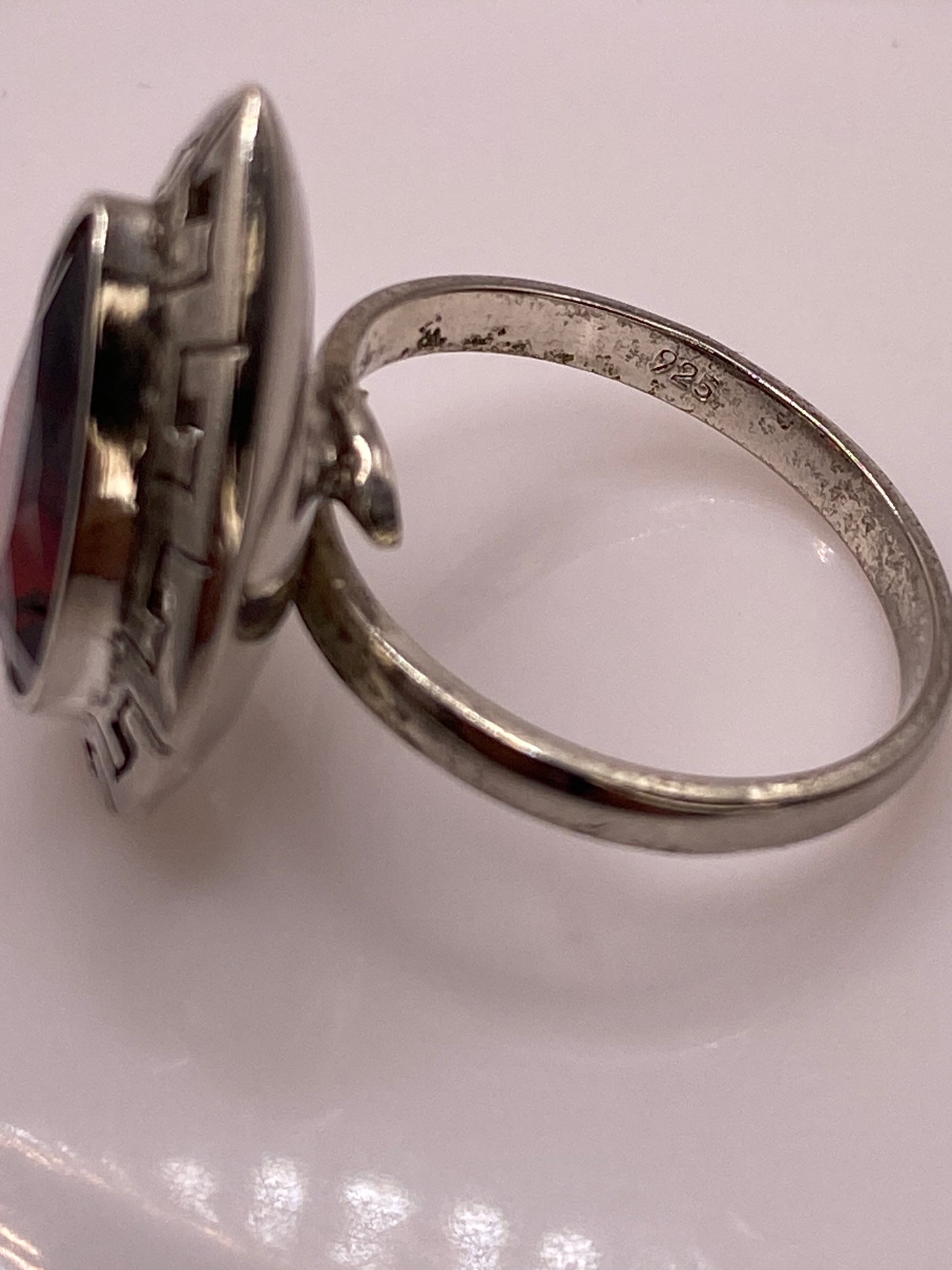 Anillo de Plata Solitario Circonia Roja Ajustable — foto 5