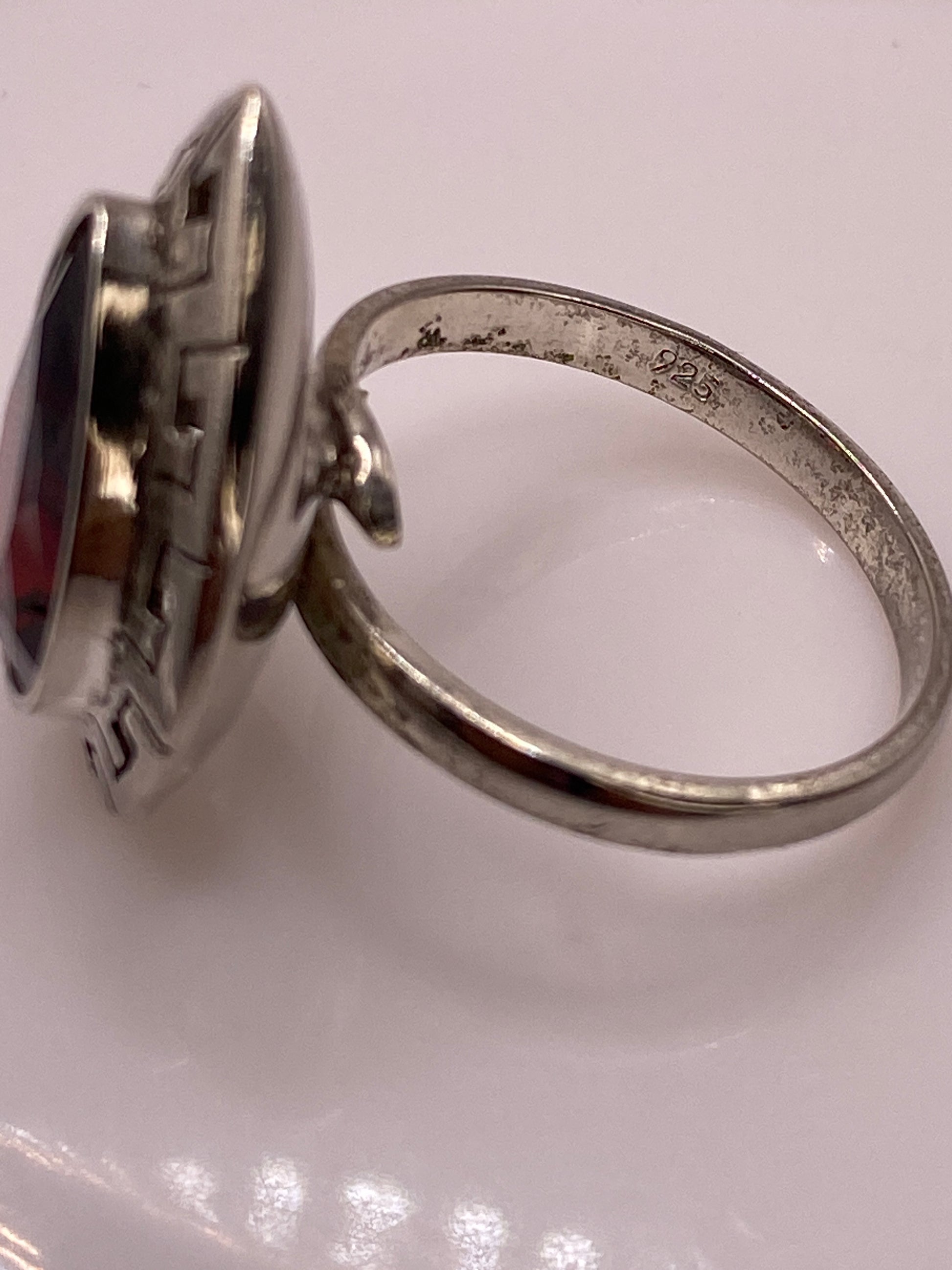 Anillo de Plata Solitario Circonia Roja Ajustable — foto 5