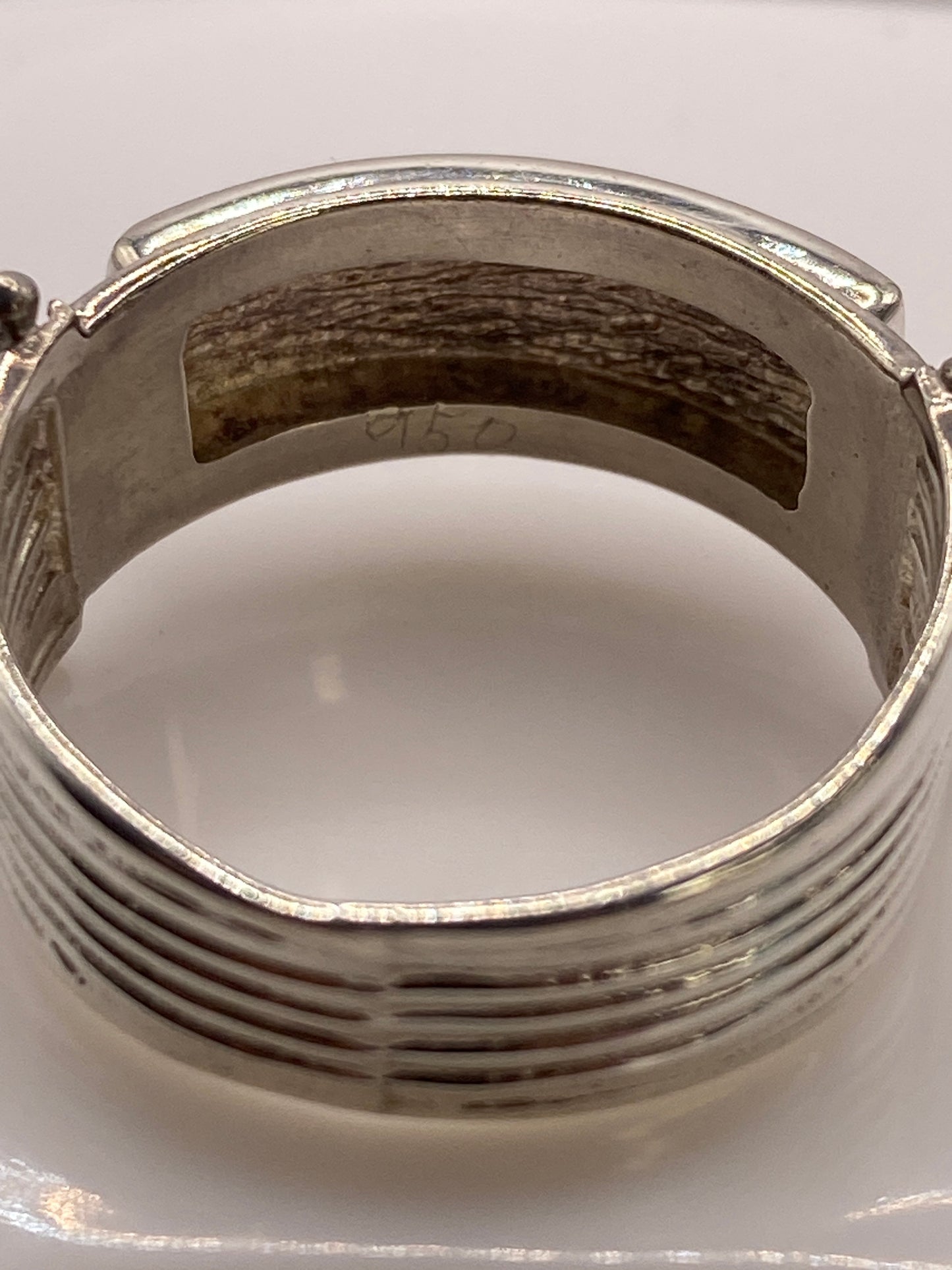 Anillo de Plata .950 con Ópalo de Fuego Multicolor — Solitario Unisex — foto 5