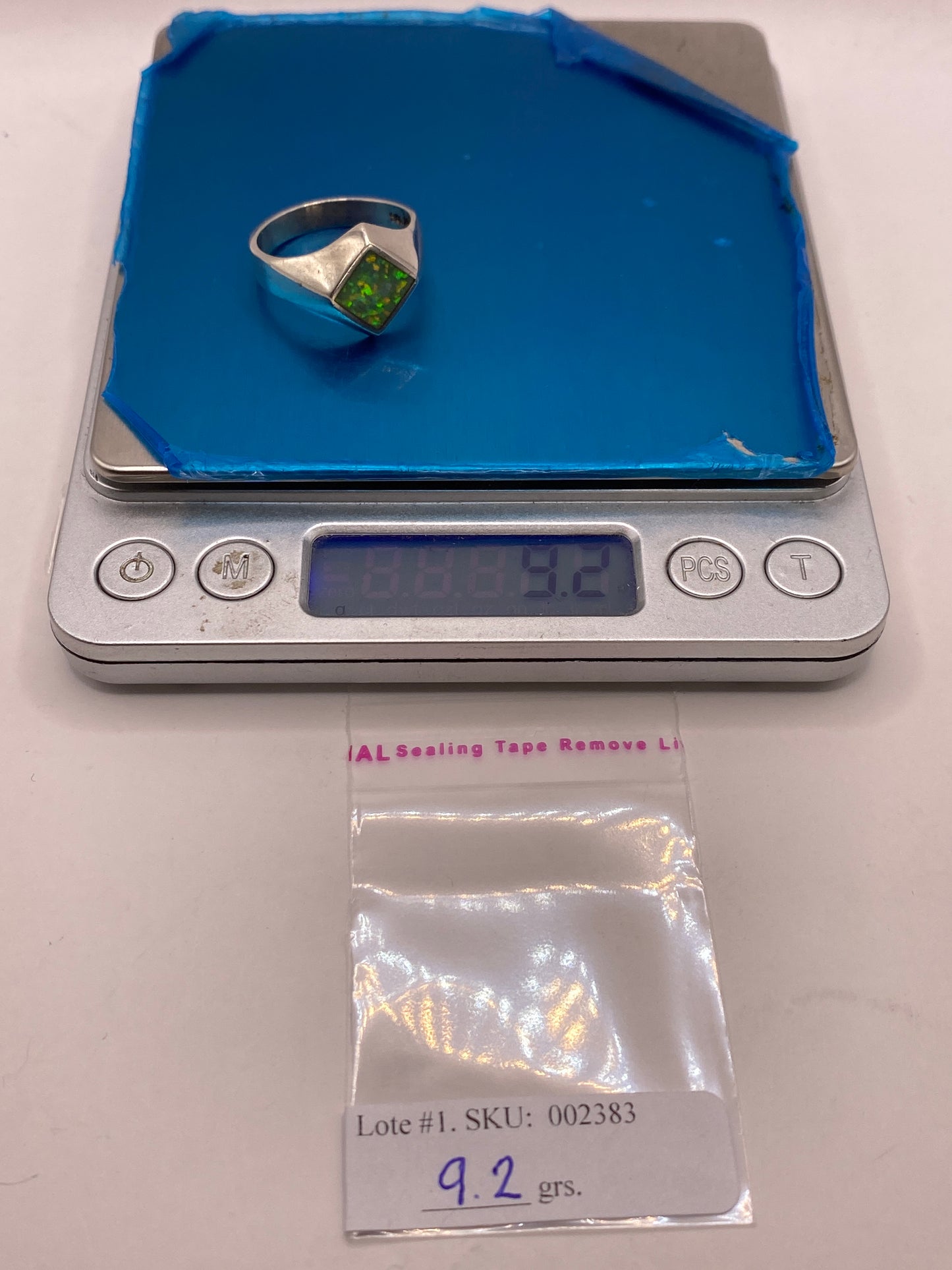 Anillo de Plata .950 con Ópalo de Fuego Verde Limón — Solitario Masivo — foto 6