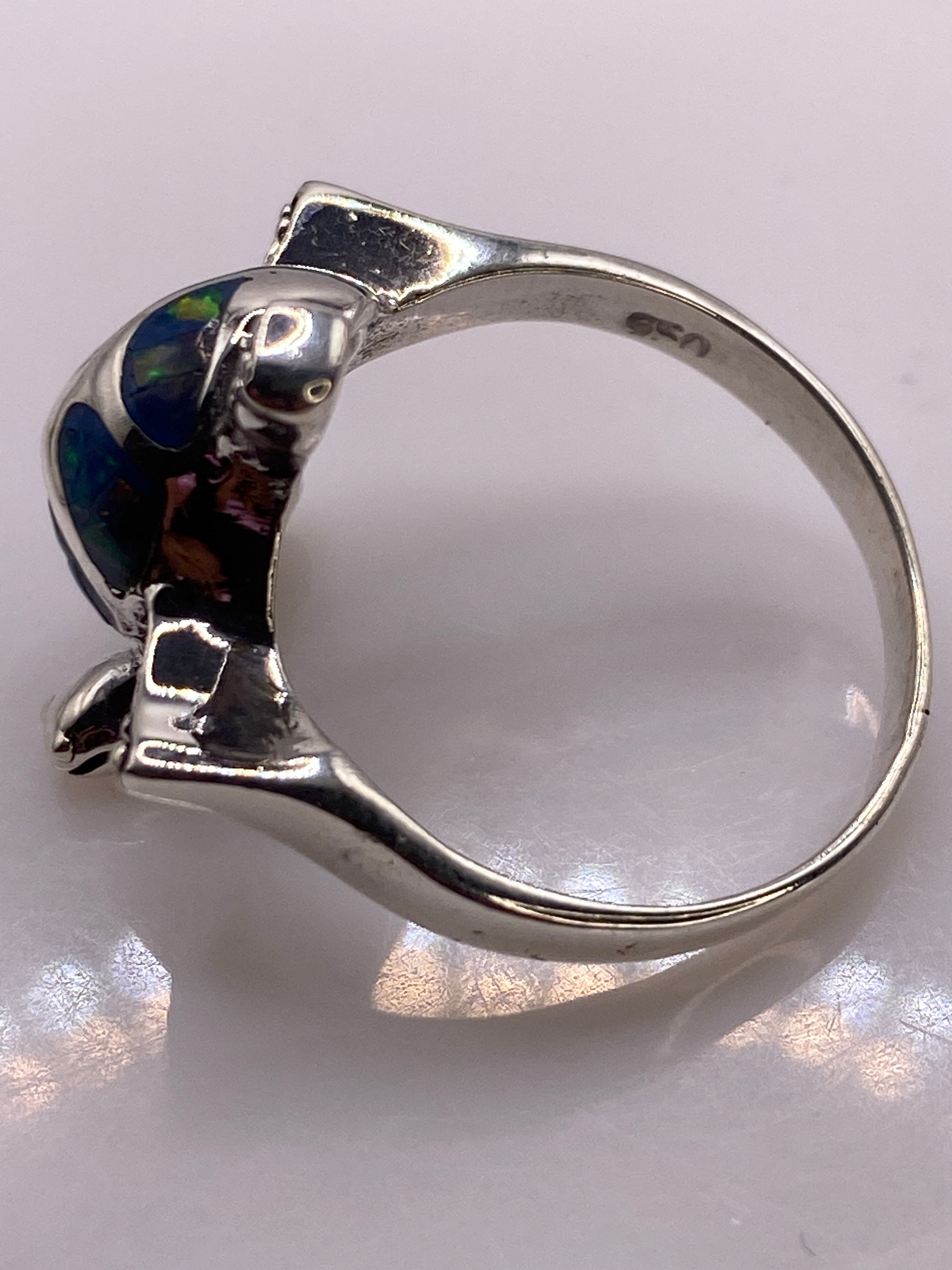 Anillo Plata Ópalo Azul Tortuga — Diseño Escultural — foto 5