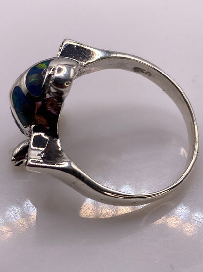 Anillo Plata Ópalo Azul Tortuga — Diseño Escultural — foto 5