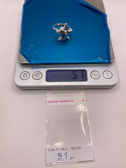 Anillo Plata Ópalo Azul Tortuga — Diseño Escultural — foto 6