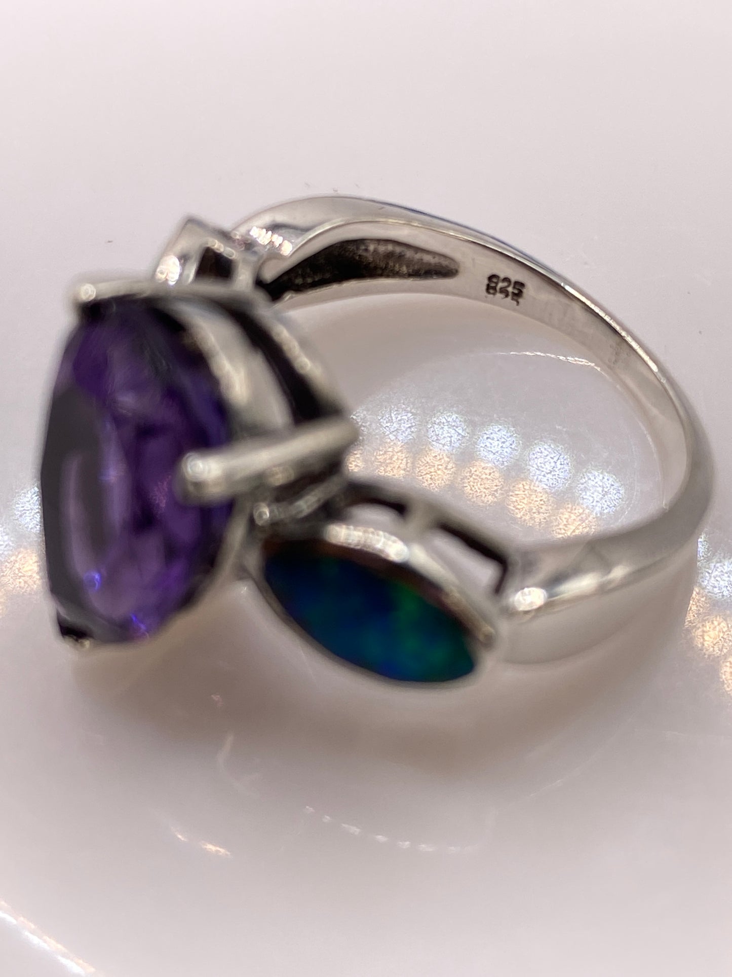 Anillo de Plata Ópalo de Fuego Púrpura — Diseño Artesanal Taxco — foto 5