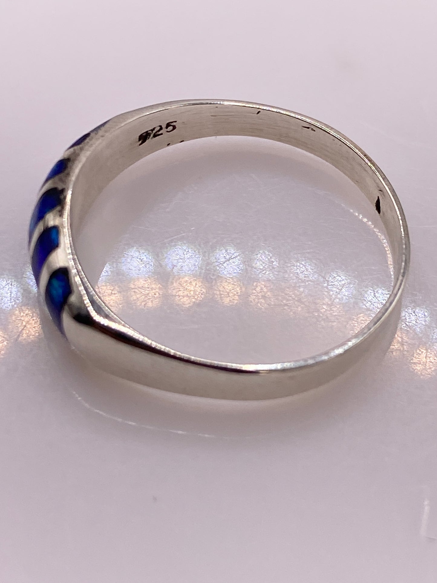 Anillo de Plata Ópalo de Fuego Azul — Minimalista Taxco — foto 5
