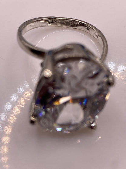 Anillo de Plata Solitario con Circonia Cristalina — Ajustable — foto 5