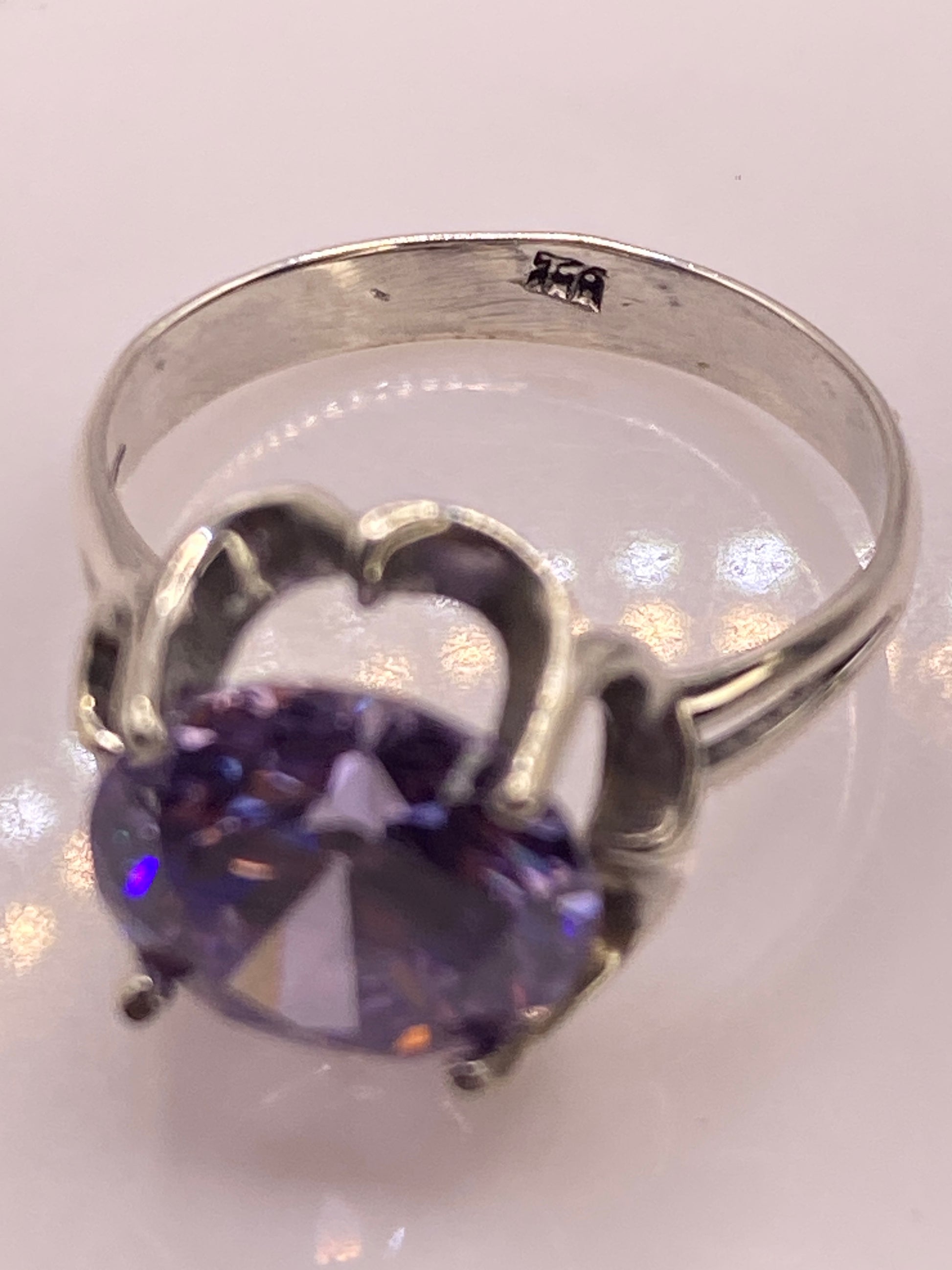 Anillo de Plata Solitario Circonia Morada — Elegancia Coctel — foto 5