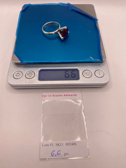 Anillo Solitario de Plata .925 con Circonia Roja — Coctel Elegante — foto 6