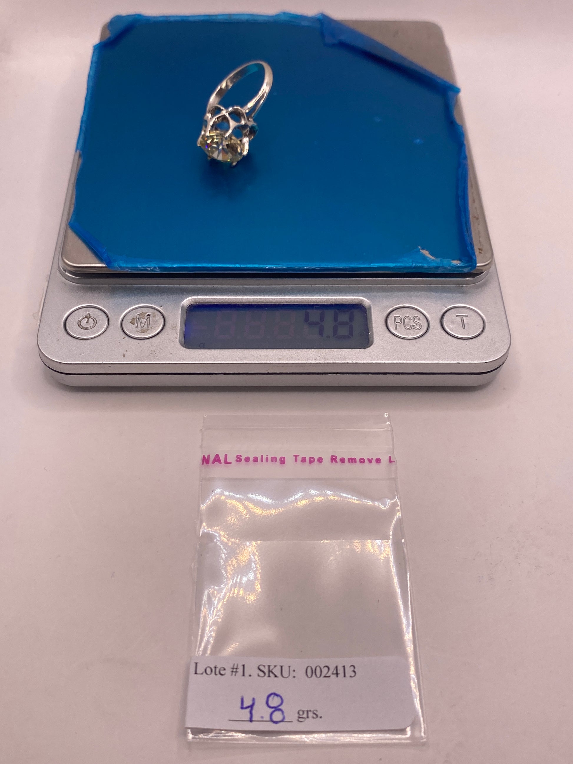 Anillo de Plata Solitario con Circonia Amarilla — Brillo Coctel — foto 6