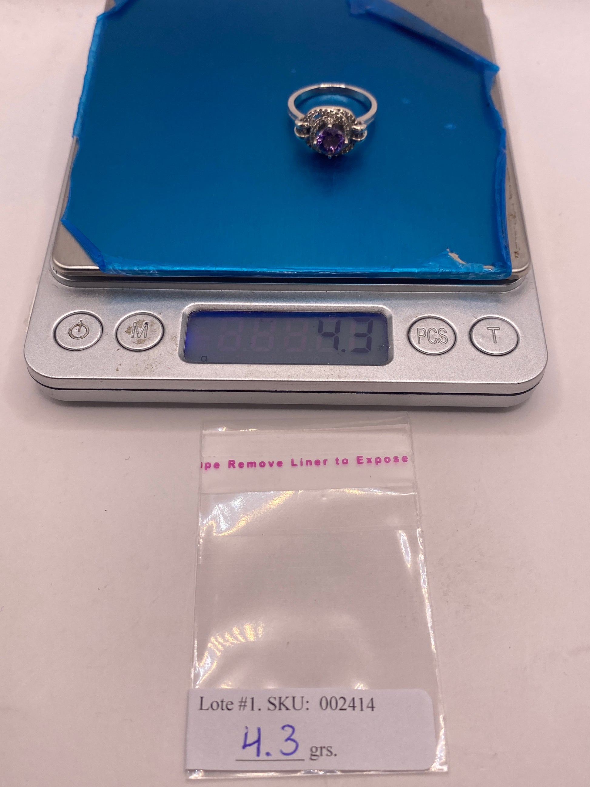 Anillo de Plata Solitario con Circonia Morada — Elegancia de Coctel — foto 6