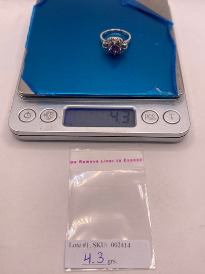 Anillo de Plata Solitario con Circonia Morada — Elegancia de Coctel — foto 6