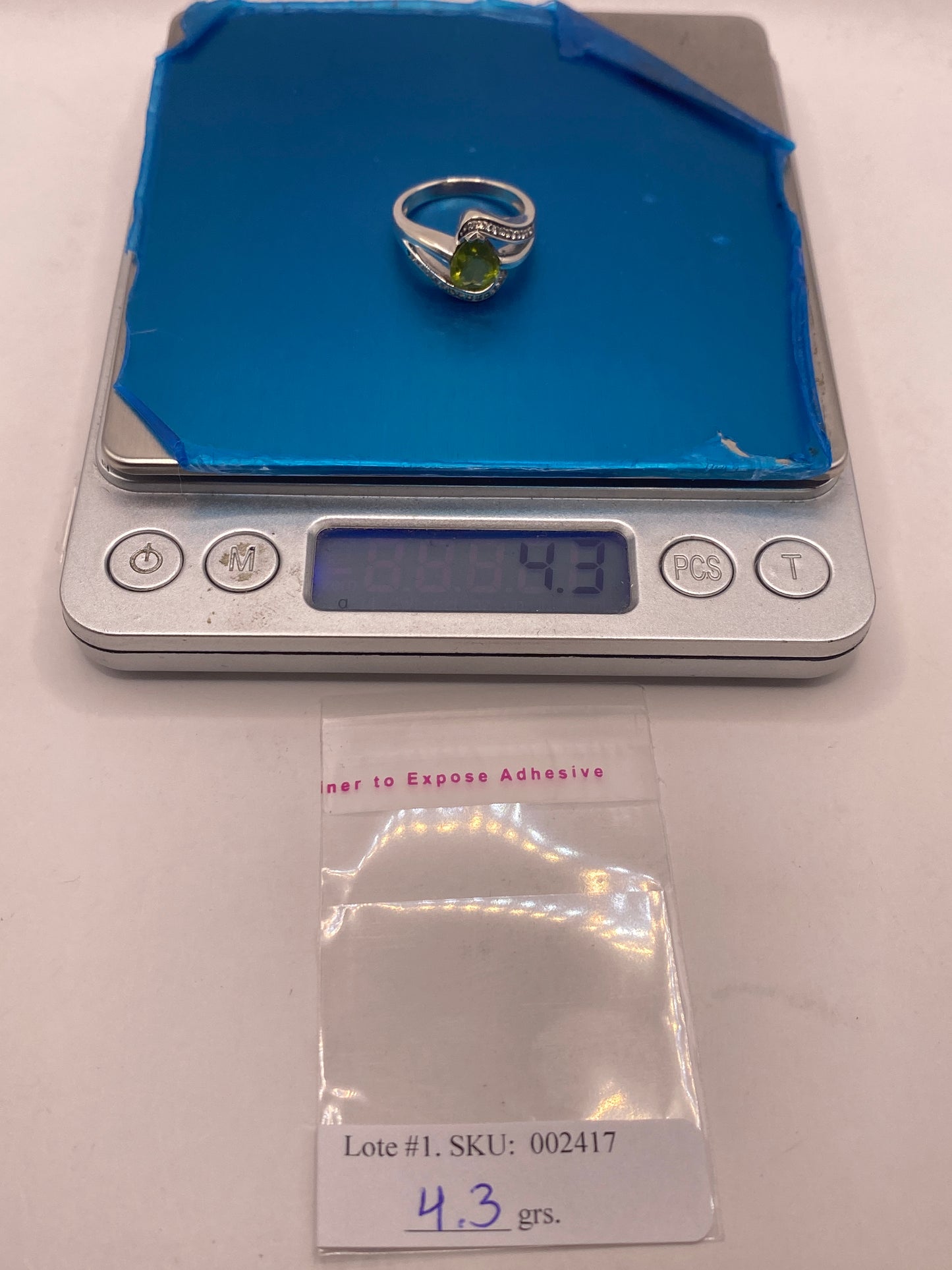 Anillo de Plata Solitario con Circonia Verde Limón — foto 6