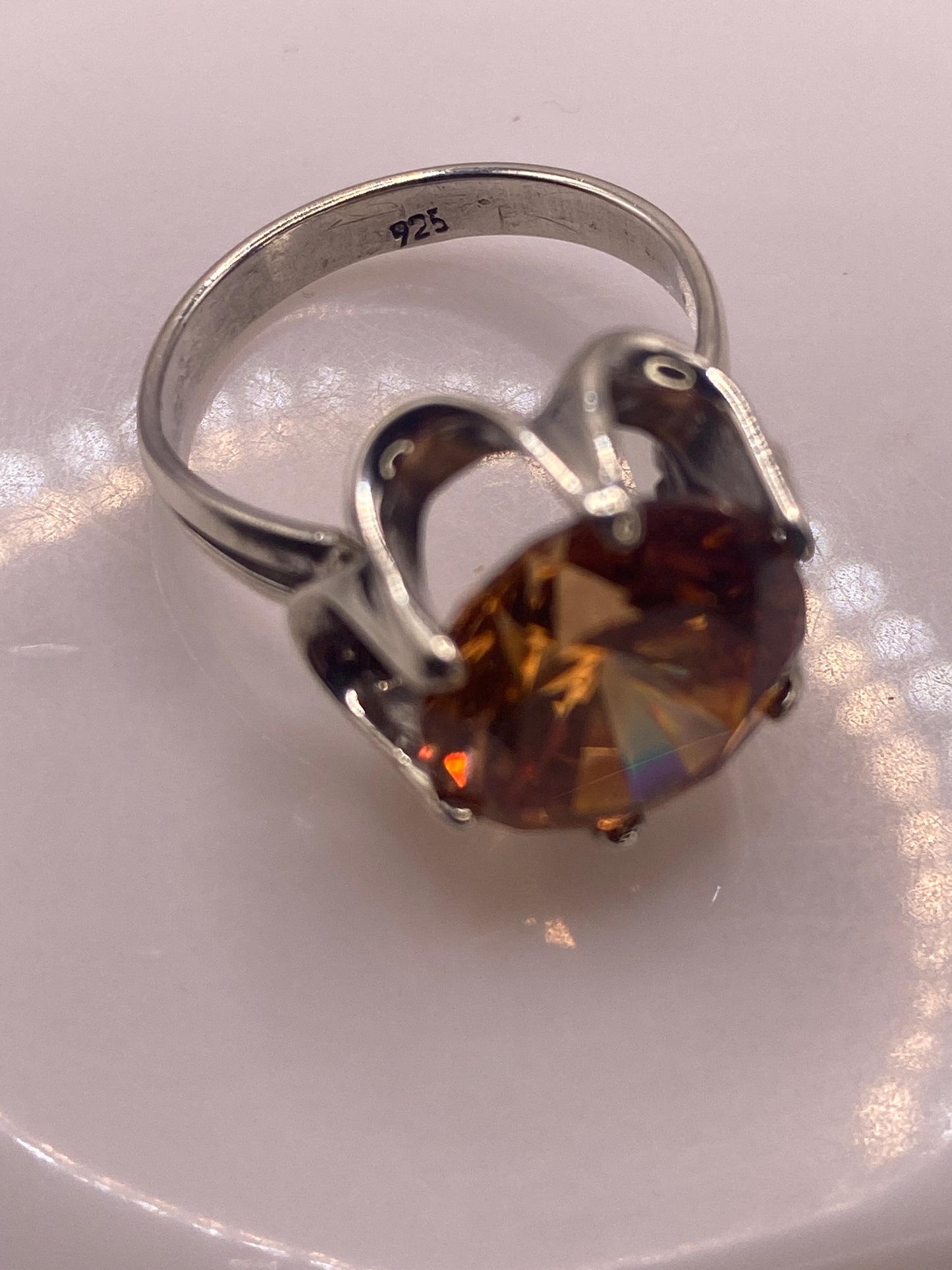 Anillo de Plata Circonia Champagne — Solitario Brillante Taxco — foto 5
