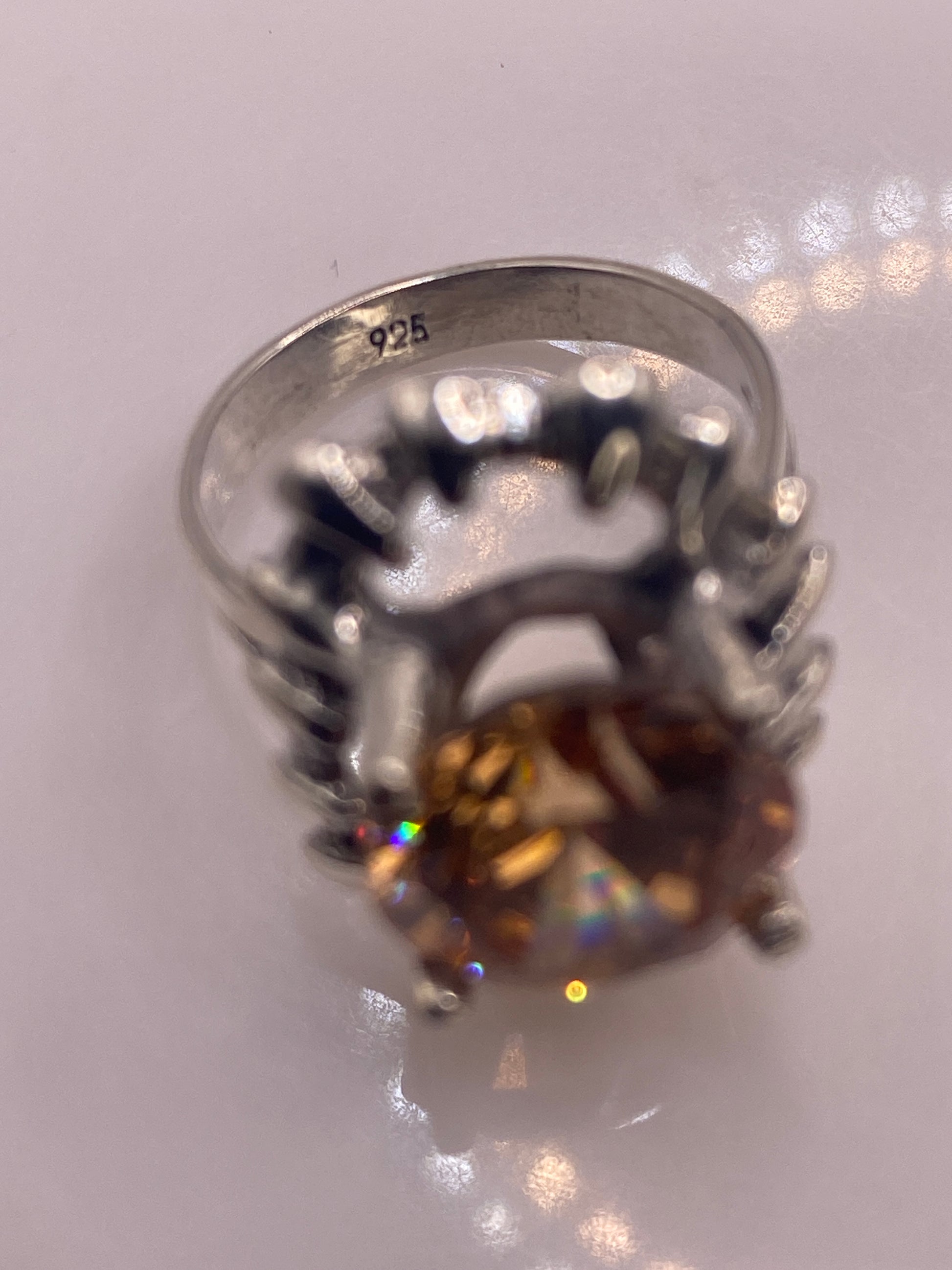 Anillo de Plata Solitario con Circonia Café — Coctel Elegante — foto 6