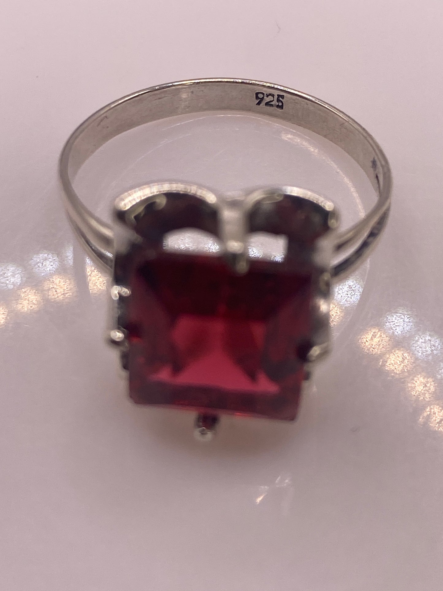Anillo de Plata Solitario Circonia Roja Fuego — foto 5
