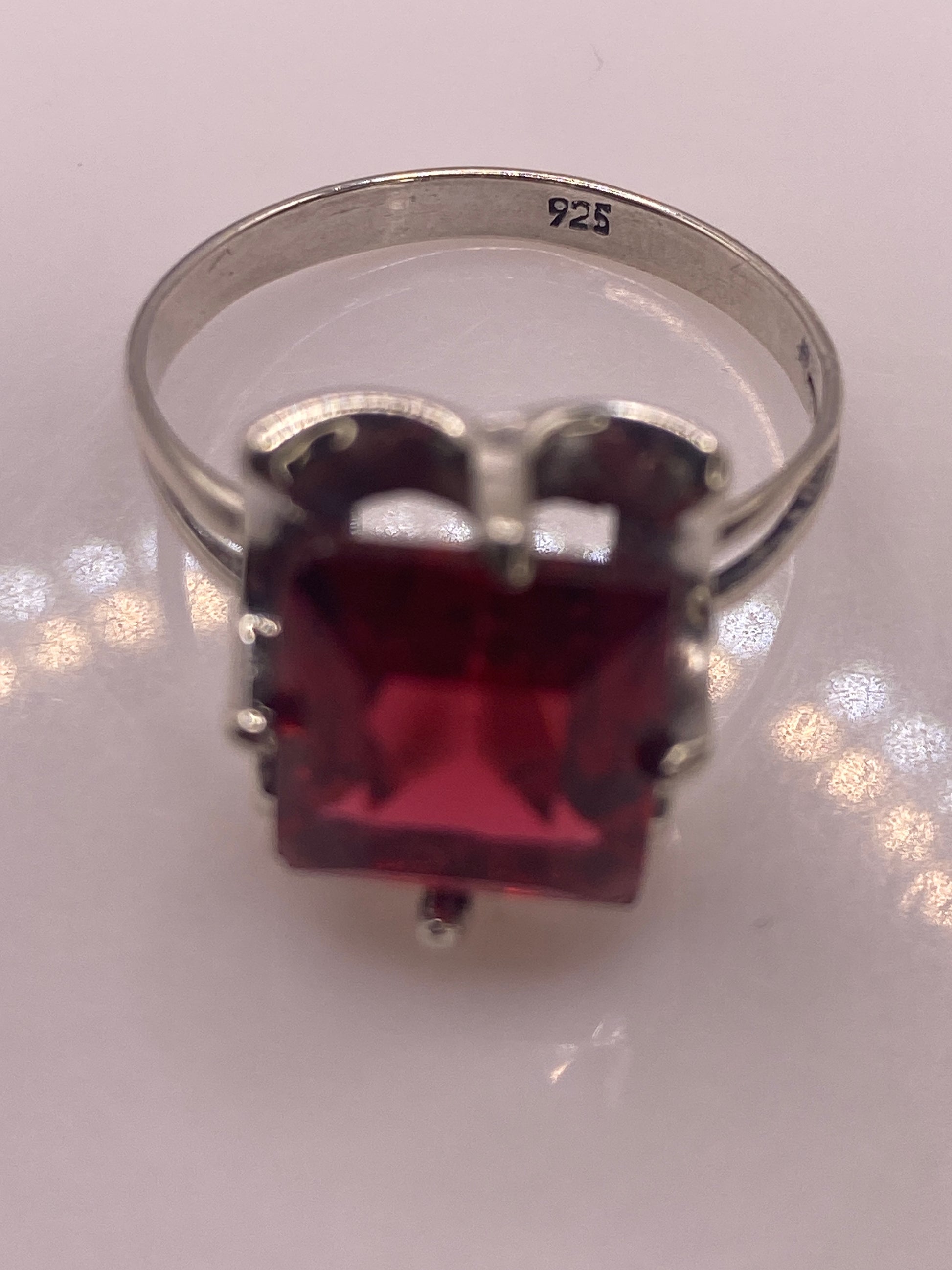 Anillo de Plata Solitario Circonia Roja Fuego — foto 5