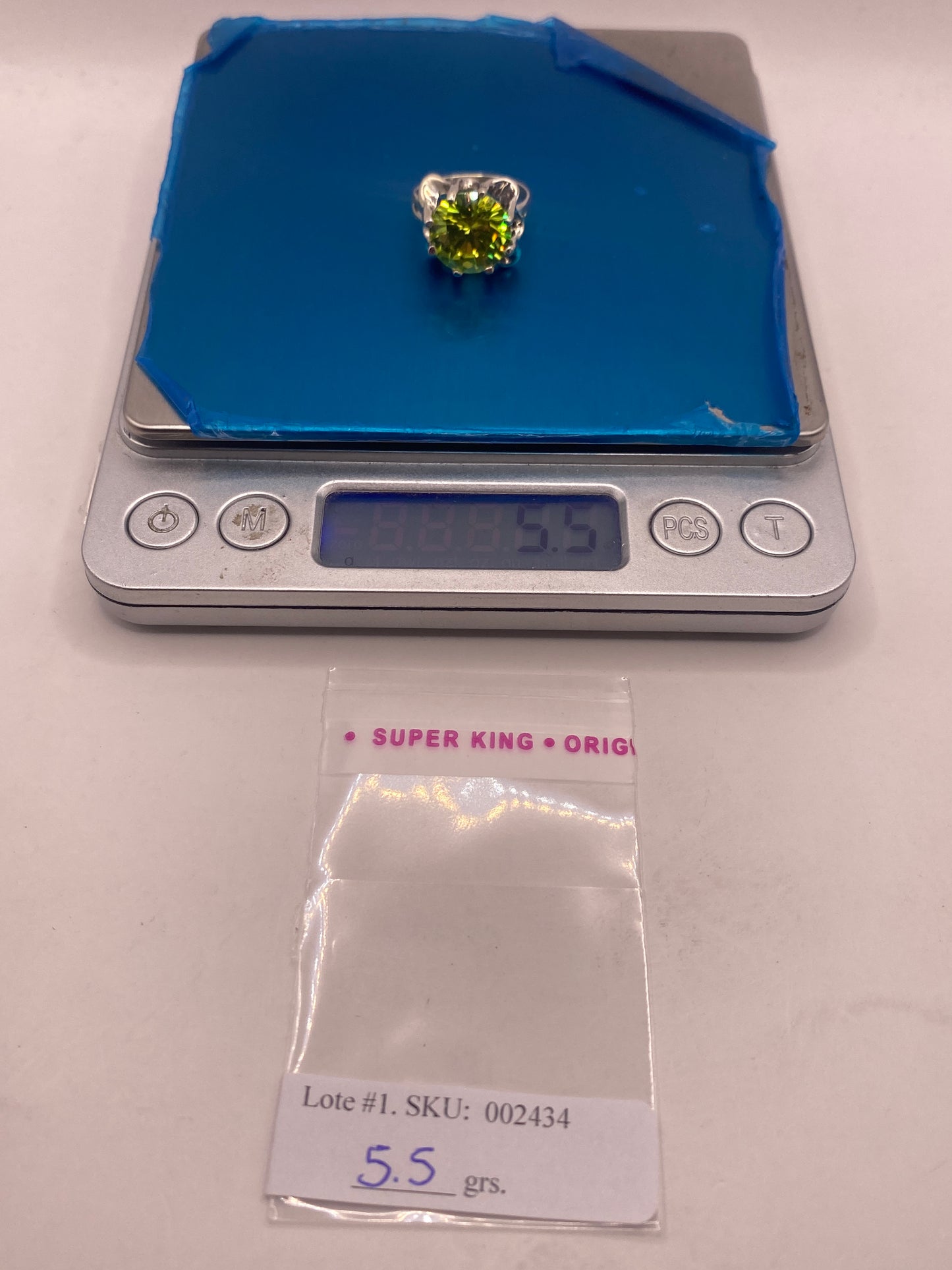 Anillo de Plata Solitario con Circonia Verde Limón — Coctel Brillante — foto 6