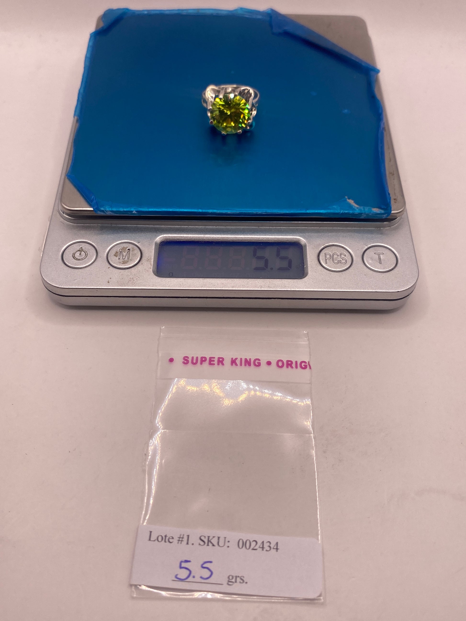Anillo de Plata Solitario con Circonia Verde Limón — Coctel Brillante — foto 6