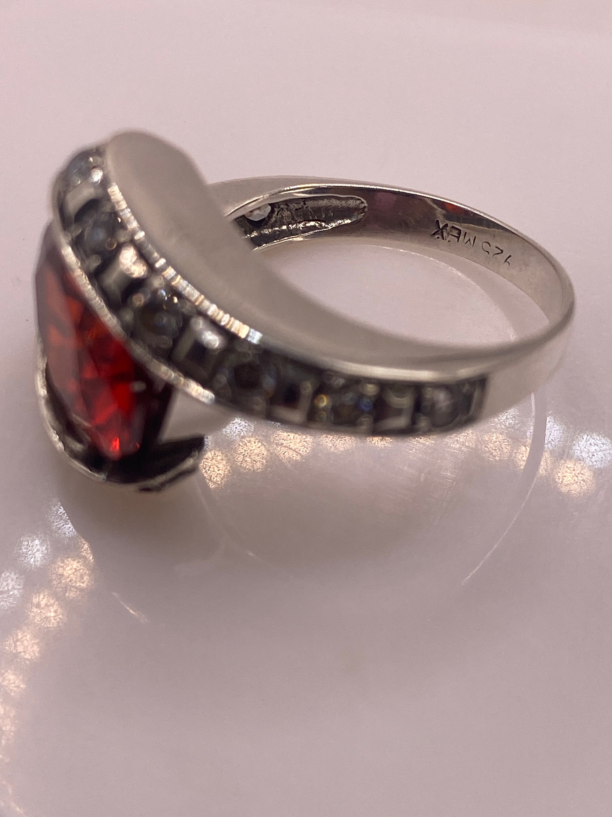 Anillo de Plata Solitario Circonia Naranja — Coctel Brillante — foto 5