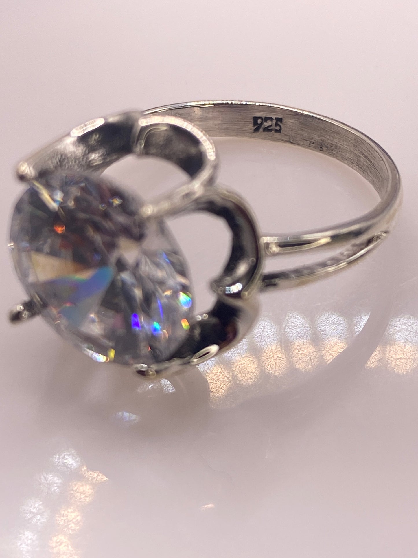 Anillo de Plata Solitario con Circonia Blanca — Coctel Elegante — foto 5