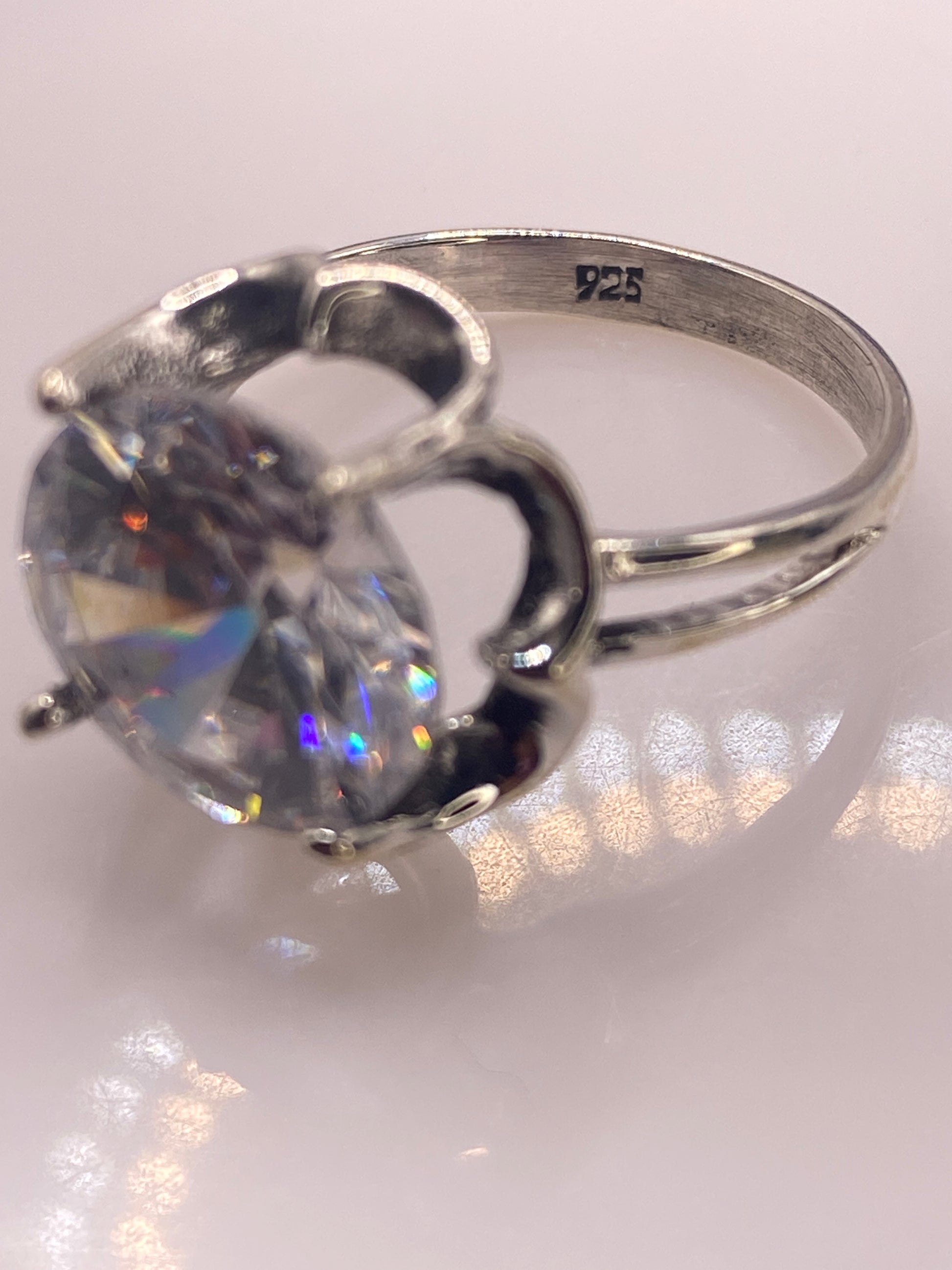 Anillo de Plata Solitario con Circonia Blanca — Coctel Elegante — foto 5