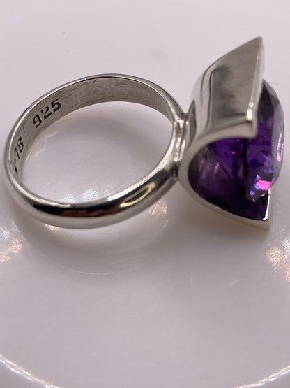 Anillo de Plata Solitario con Circonia Morada — Coctel Elegante — foto 5