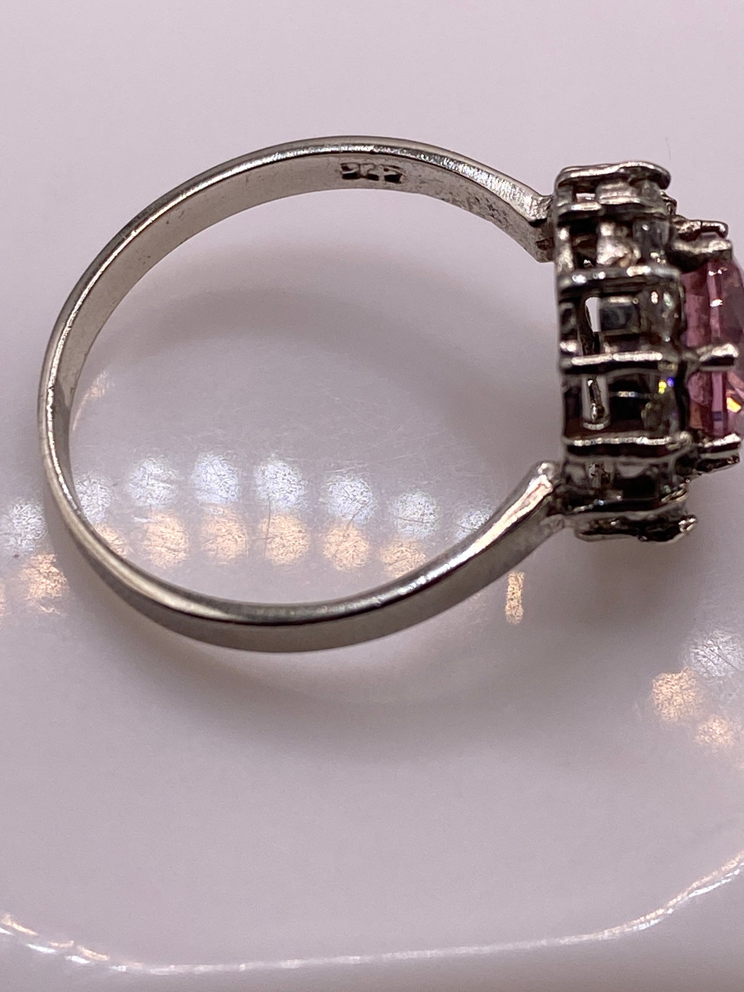 Anillo de Plata Racimo de Circonias Rojas — Coctel Vintage — foto 5